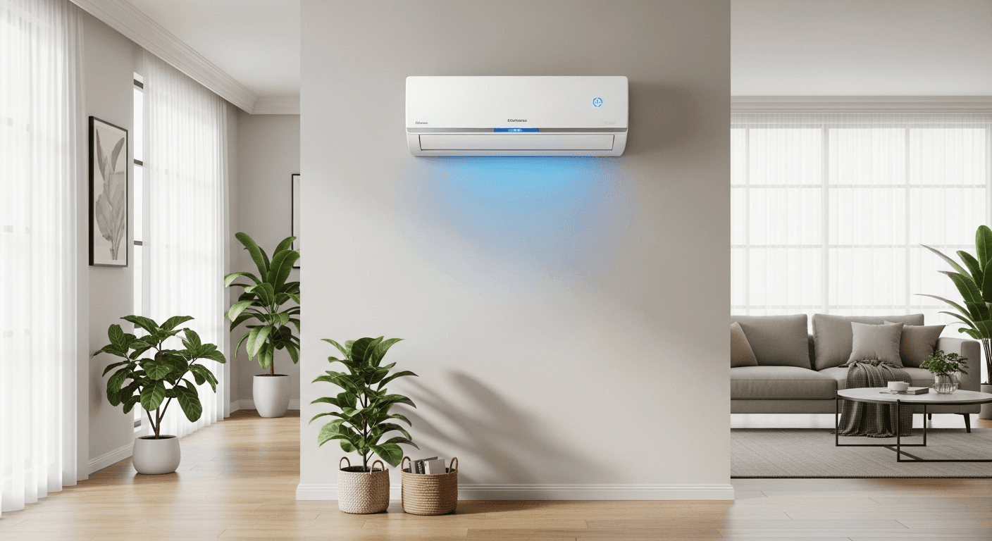 Aircond Toshiba dipasang di ruang tamu